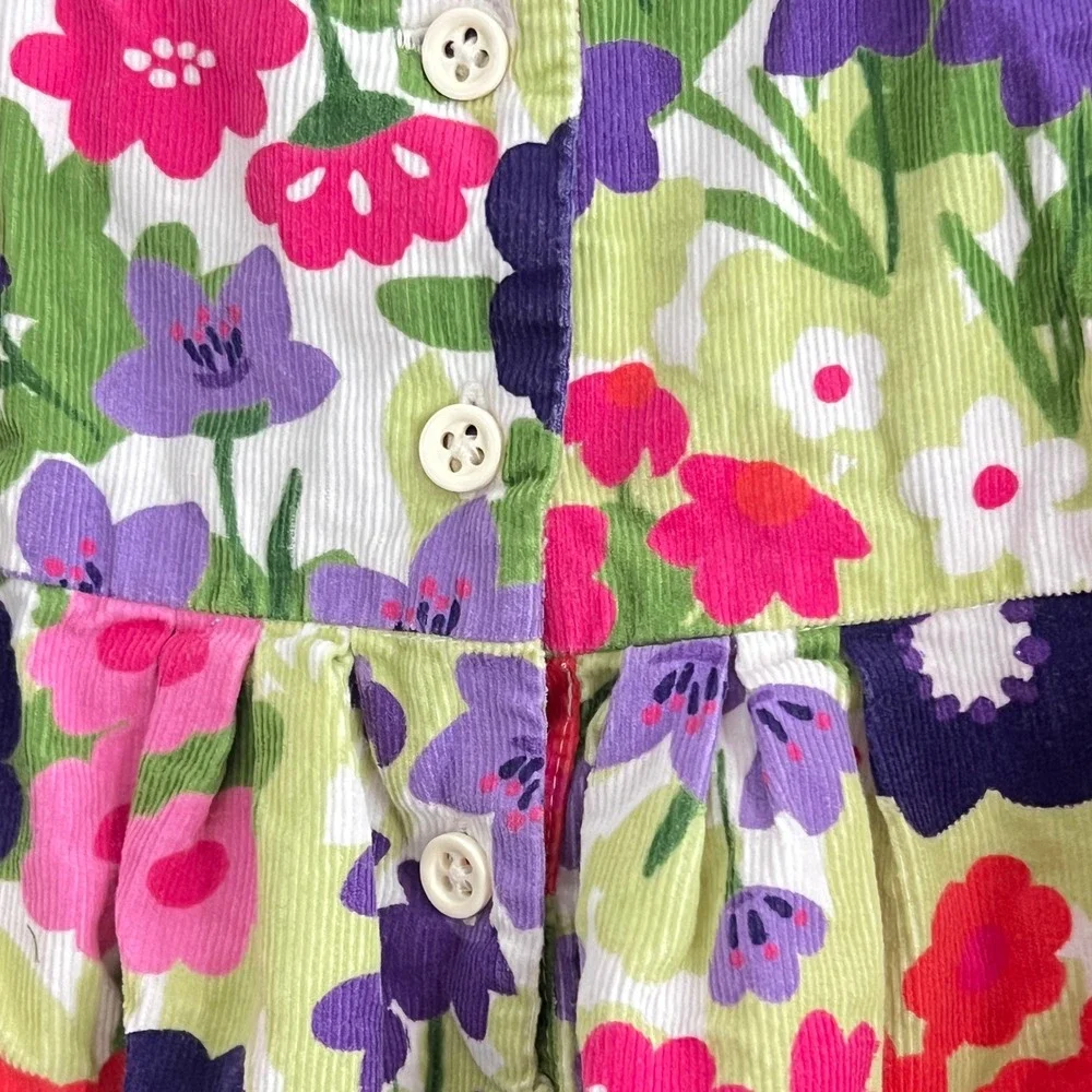 Gymboree Floral Corduroy Dress Toddler Girls 18-24M Long Sleeve Rosette Multi